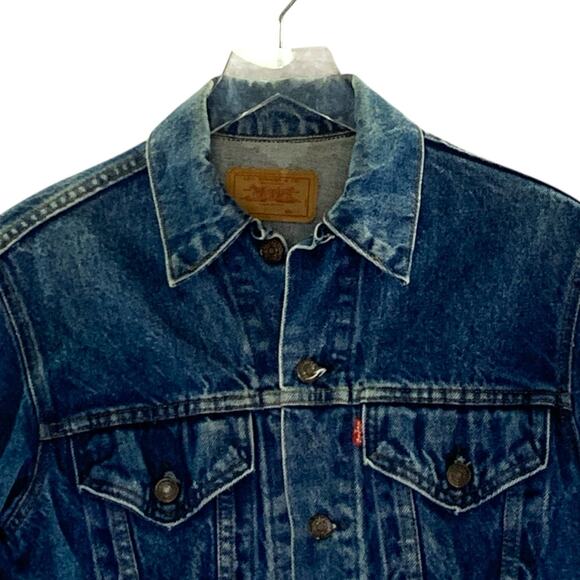 Levis Vintage Trucker Jacket S 38L Denim Made USA Distressed 90s 71506-0216 - Picture 4 of 8